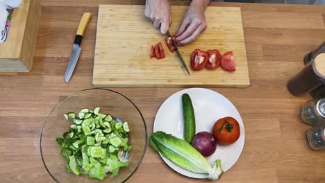 preparing a salad