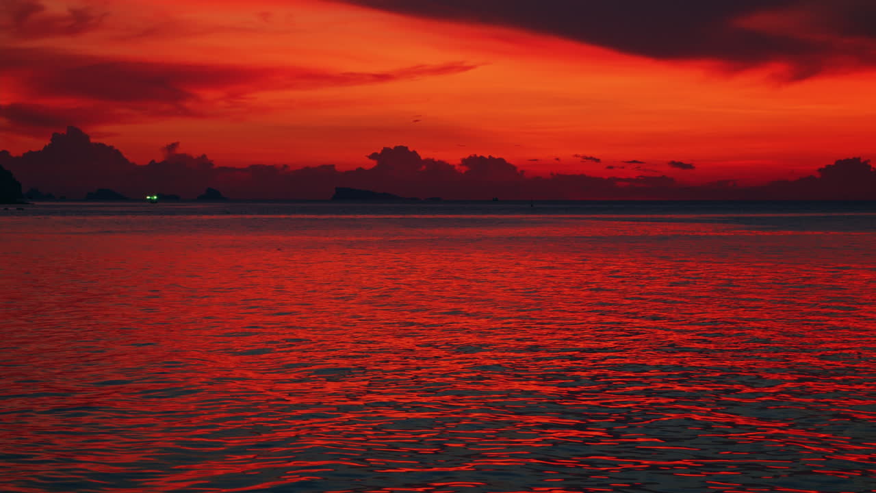 Red Sunset Over the Ocean