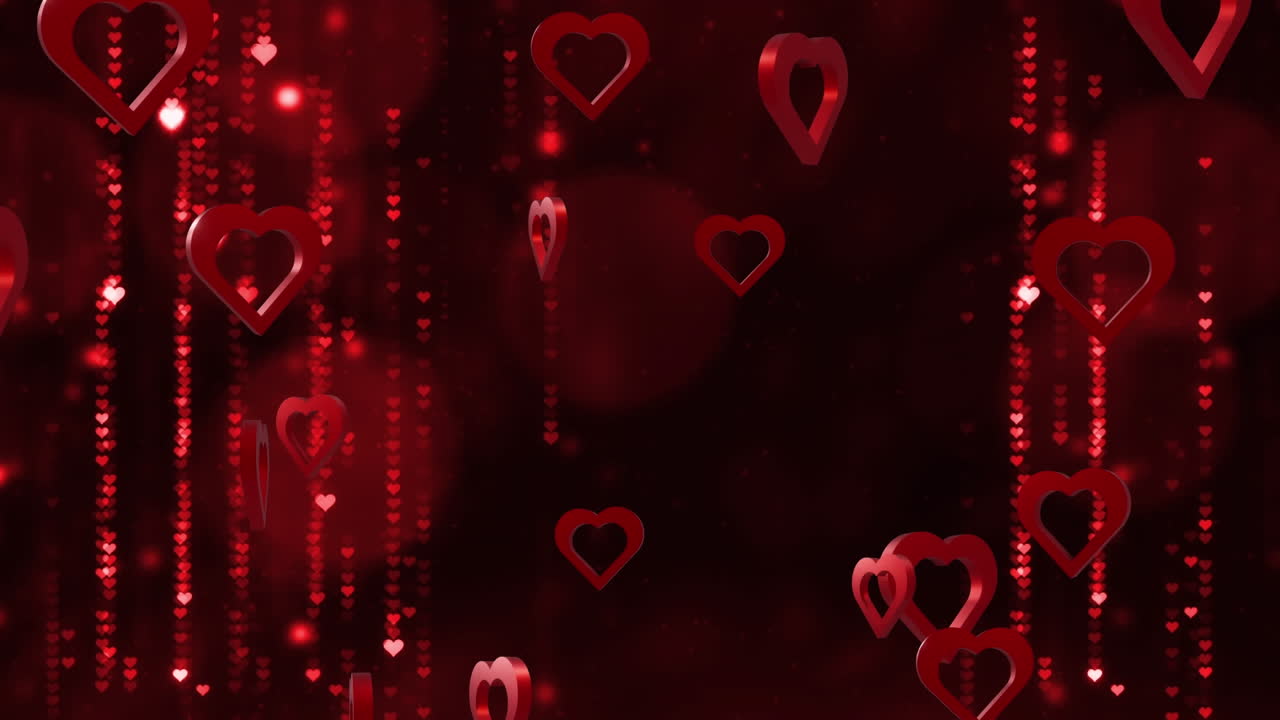 검은 바탕에 있는 밝은 반점 위에  ⁇ 은 심장의 애니메이션