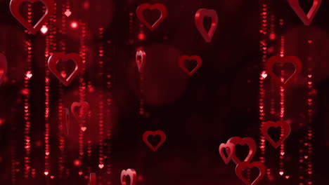animation of red hearts over light spots on black background