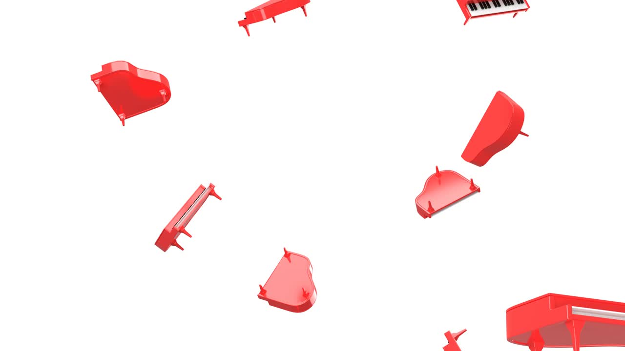 바탕에 빨간 피아노가 날고 있습니다.