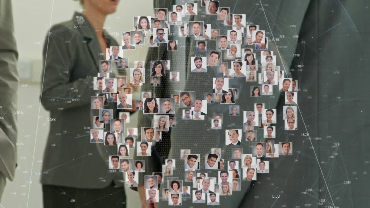 사업가들에 대한 다양한 사람들의 초상화의 애니메이션