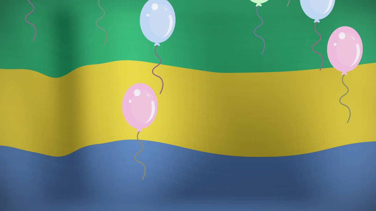 animación de globos sobre la bandera de gabón