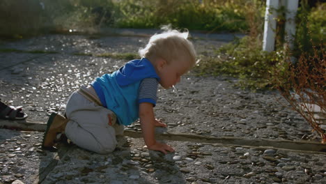 baby crawling outdoors