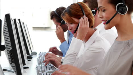 happy call center employees at work