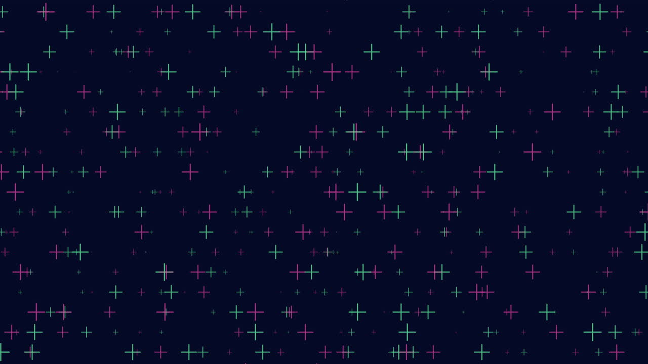 Vibrant purple and green cross pattern on black background