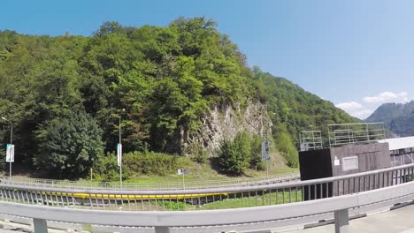 mountain bridge overlooking a river