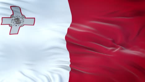 malta flag waving in the wind with highly detailed fabric texture. seamless loop