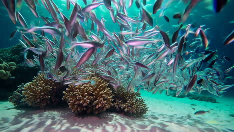 school of fish at a coral reef