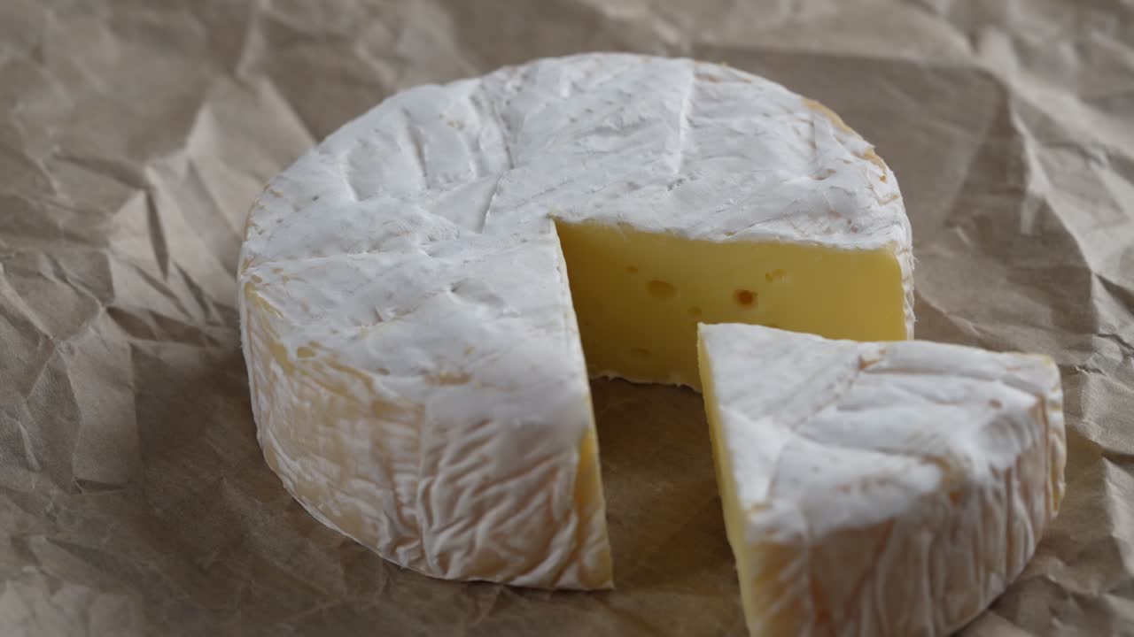 로테이팅 카멘베르 크림 치즈, 클로즈업, 유제품 개념