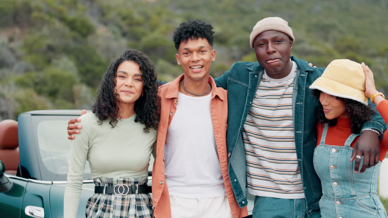 A Group of Friends Enjoying a Road Trip
