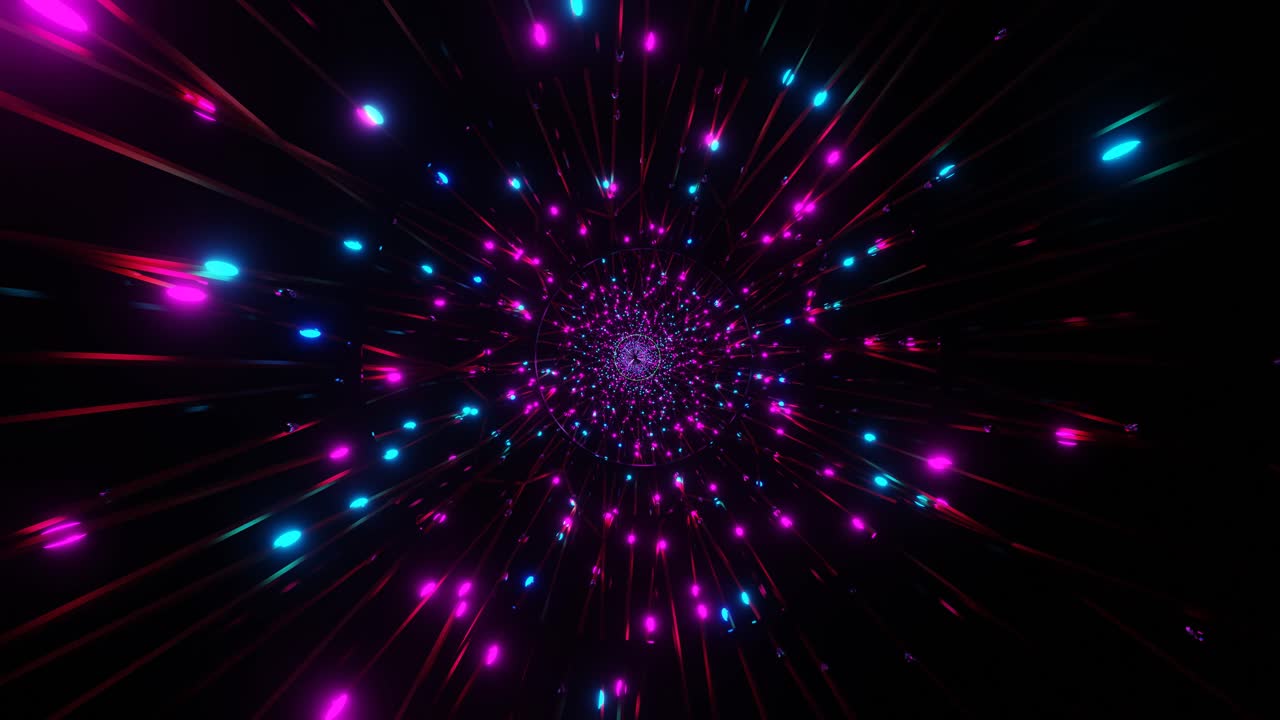 네온 빛나는 터널 3d 렌더링