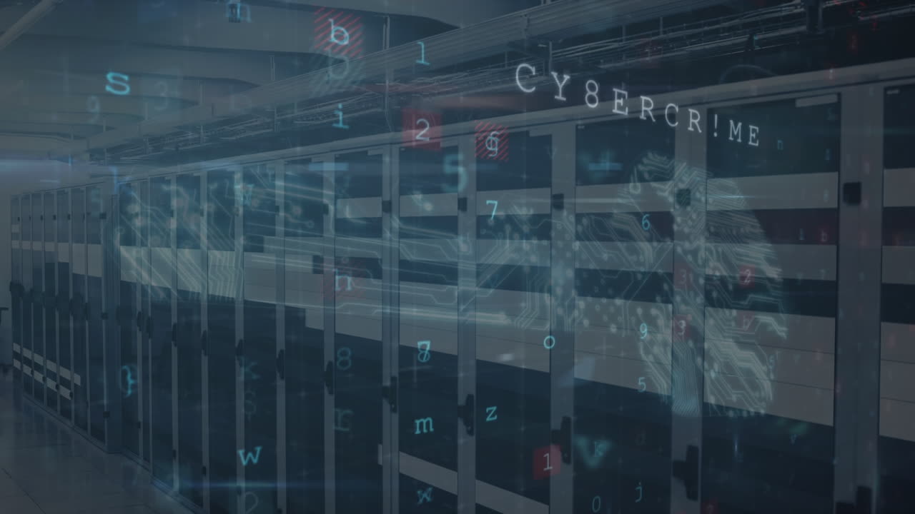 Animation of data processing over server room