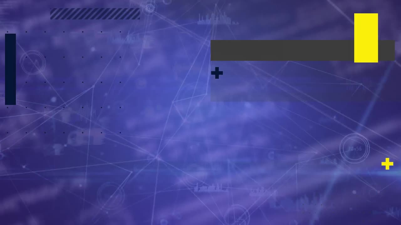 파란색 배경에 대한 연결 네트워크와 데이터 처리를 통해 추상적인 모양의 애니메이션.