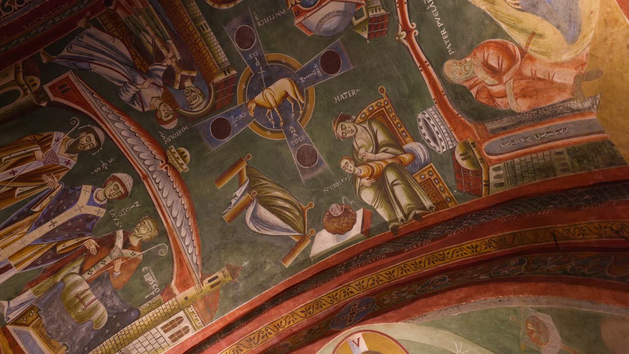 Ancient Religious Fresco on a Church Ceiling