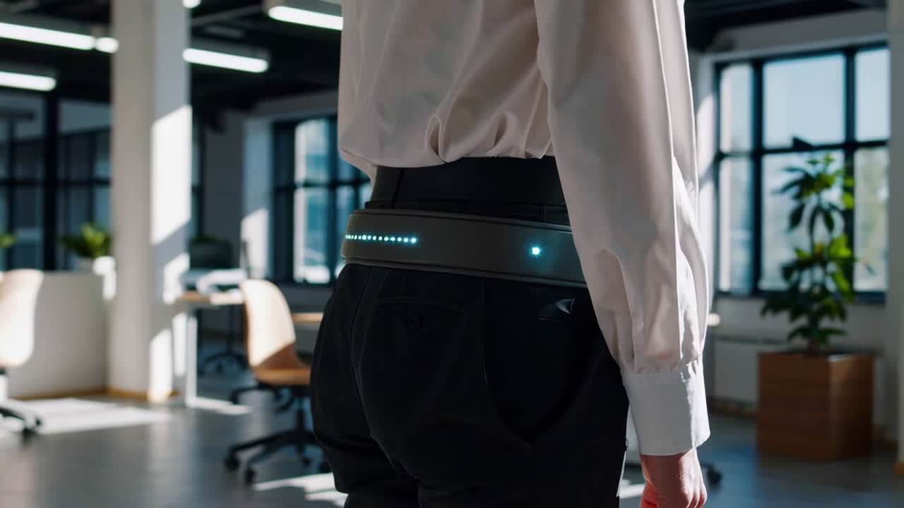 Person Wearing a Light-Up Belt in an Office