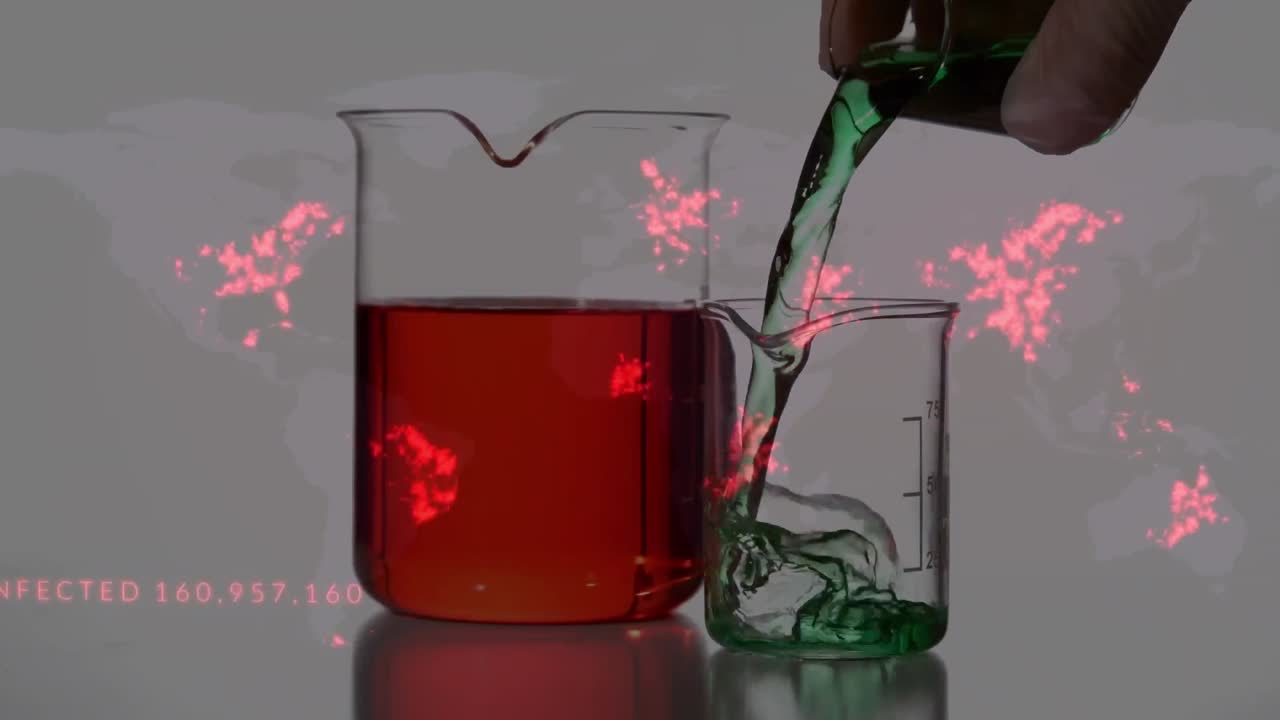 측정 컵 위 에 있는 세계 지도 의 애니메이션