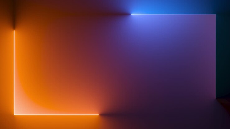 looping 3d animation. Abstract cycled background with red blue neon frame