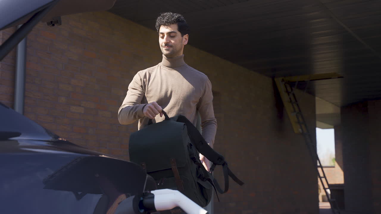 Black electric car charging