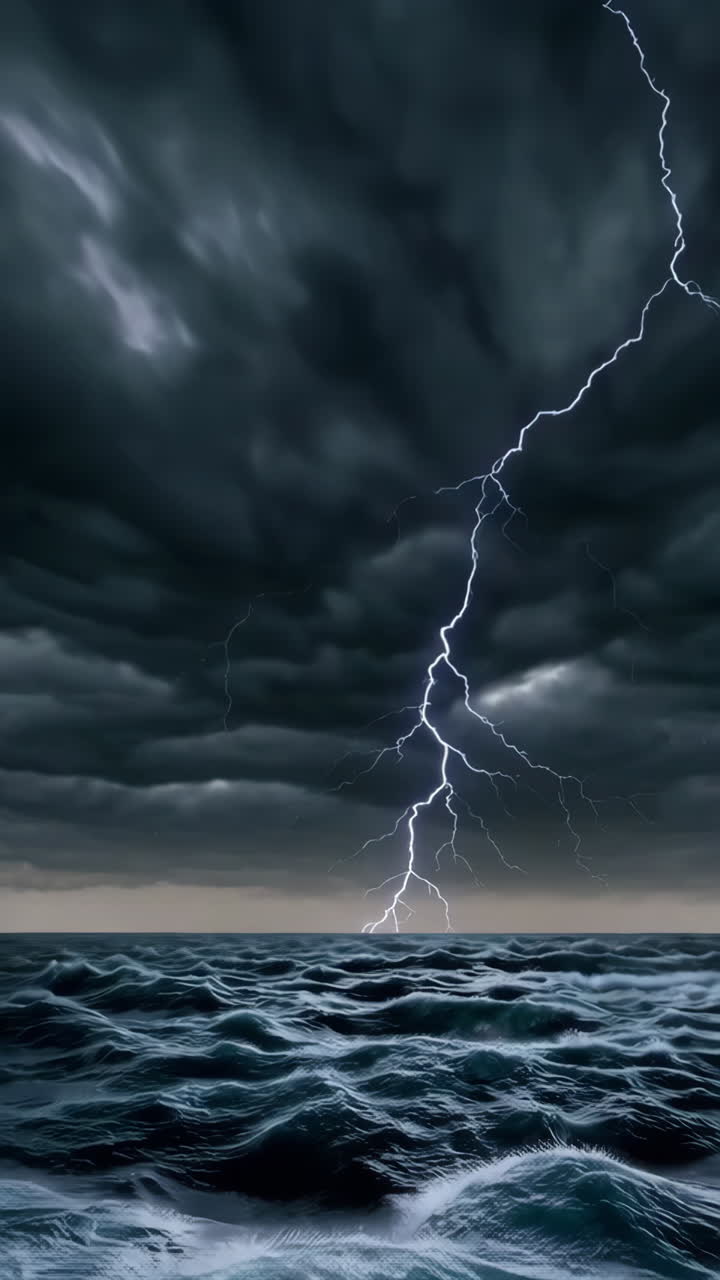 Stormy Ocean with Lightning