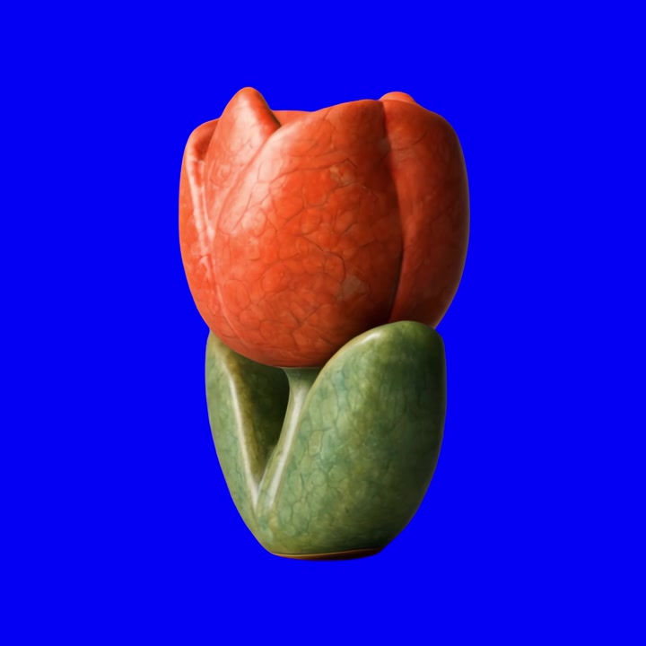 Rendering 3D di un fiore di tulipano in ceramica rotante