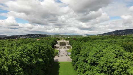 aerial: frogner park in oslo, norway