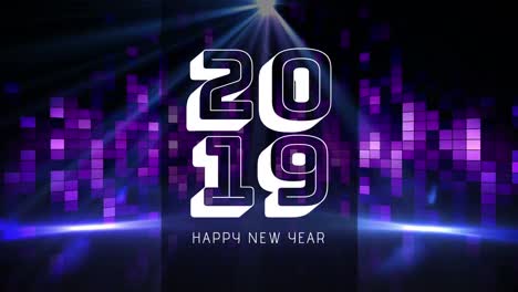 purple music lights against 2019 new year sign 4k