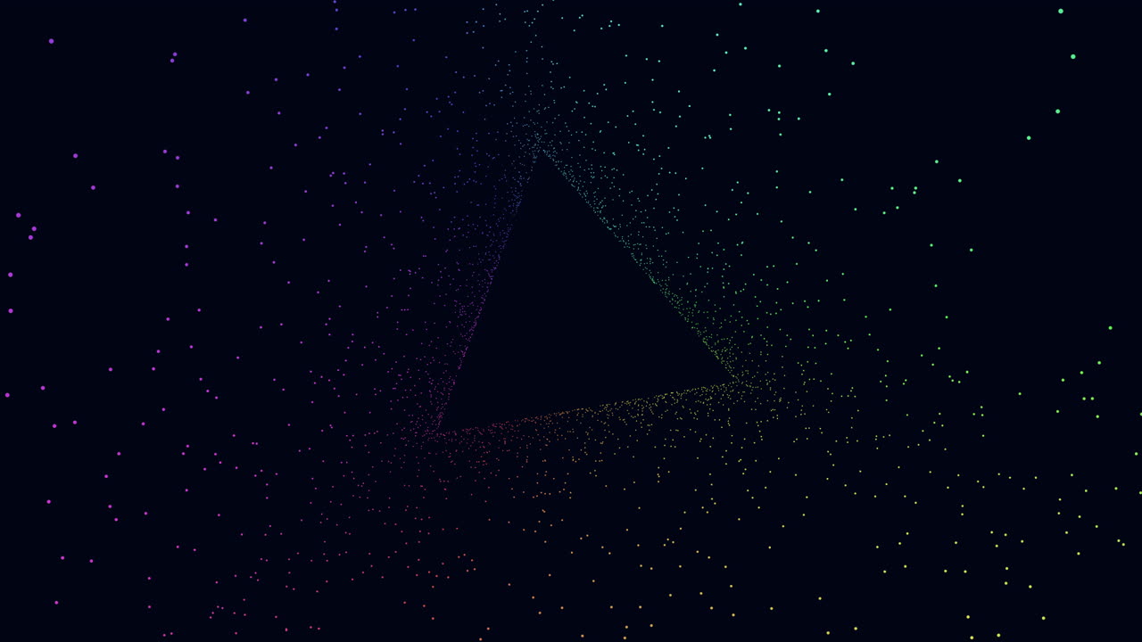A monochromatic triangle with vibrant dots, perfect for backgrounds or design elements. Simplistic yet eye-catching, bringing a pop of color to any project