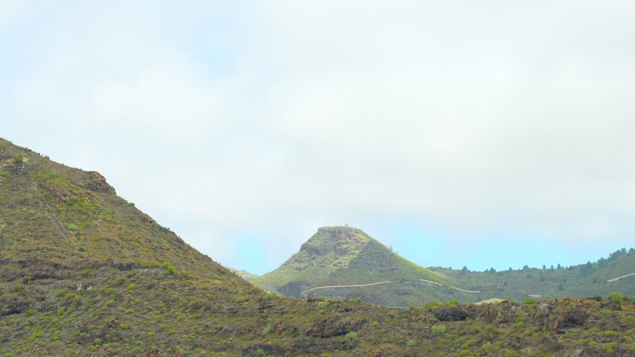 Timelapse of Tenerife's Crater-Like Mountain Under Cloudy Skies