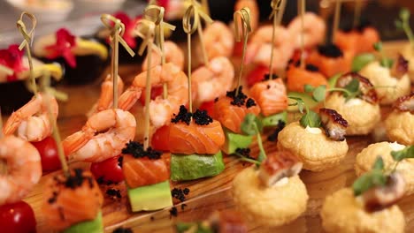 appetizer platter with shrimp, salmon, and avocado