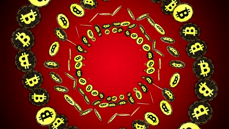 animación de monedas de bitcoin, fondo, renderización y bucle