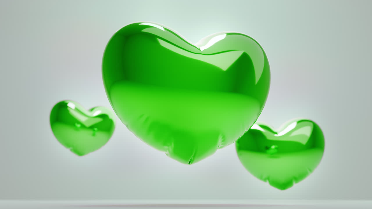 Green Balloon Hearts