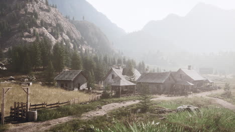 aerial view of swiss mountain village