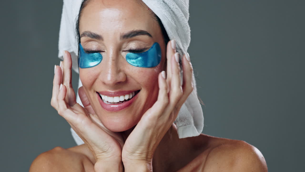 Happy Woman with Eye Patches