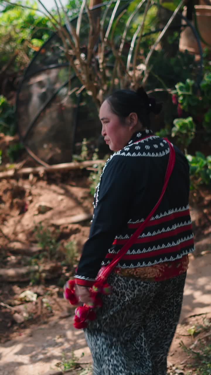 Woman in Traditional Hill Tribe Clothing