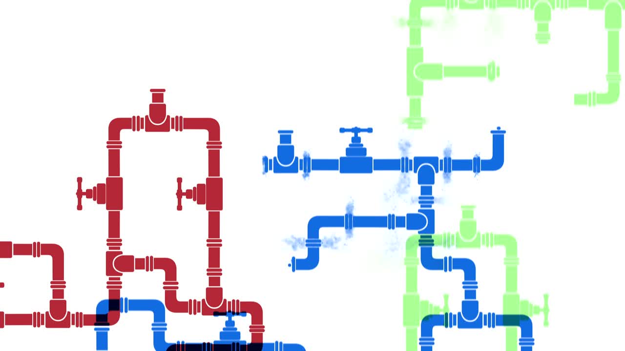 crecimiento de los sistemas de suministro de agua. animación en bucle plano.