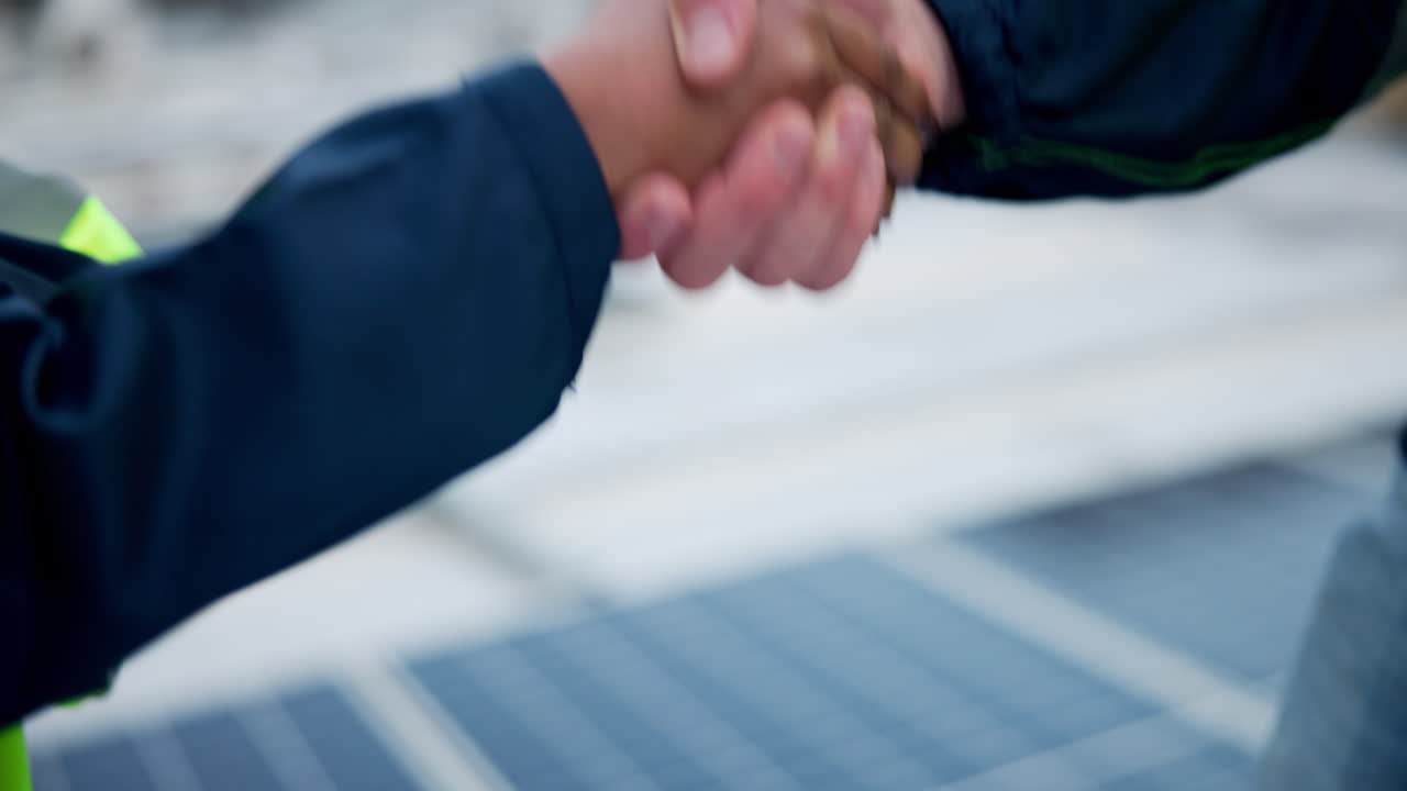 Handshake over Solar Panels