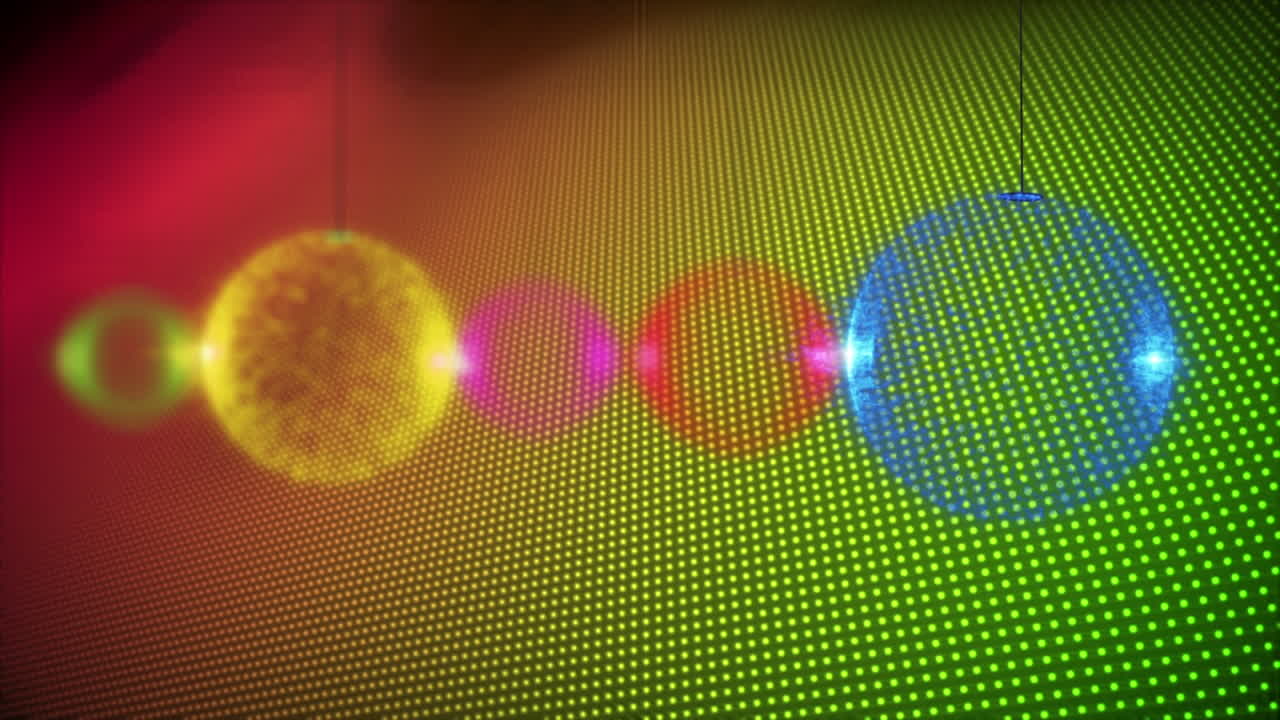 animazione di decorazioni di albero di natale su sfondo verde