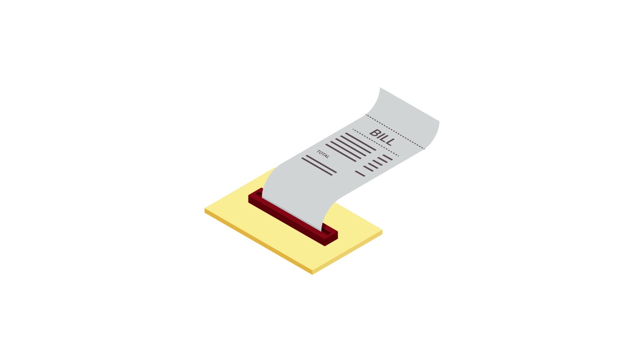 Animated Isometric Bill or Receipt Printing Out