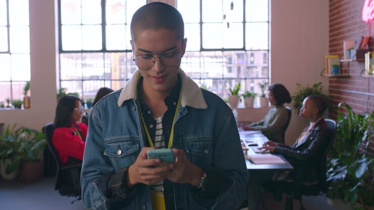 Phone, social media and walking with a man