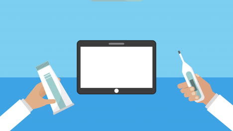 tablet with tele medicine animation