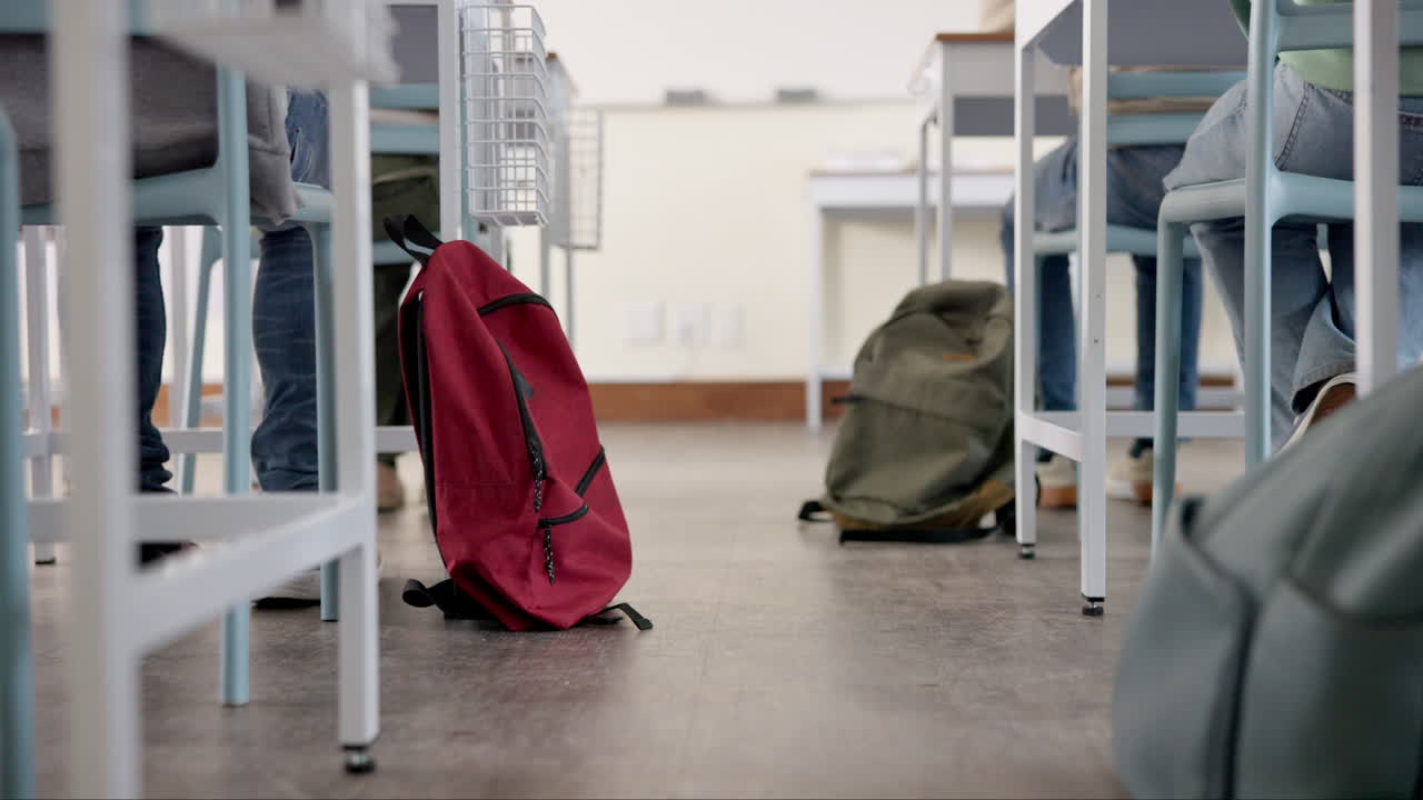 Classroom with students and backpacks
