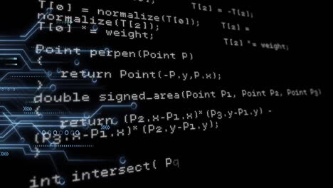 animazione dell'elaborazione dei dati sulla scheda di circuiti del computer