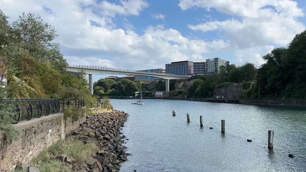 Sunderland city tyne and wear wearside river walking new bridge under construction