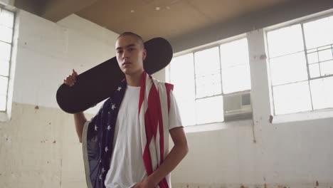 fashionable young man in an abandoned warehouse