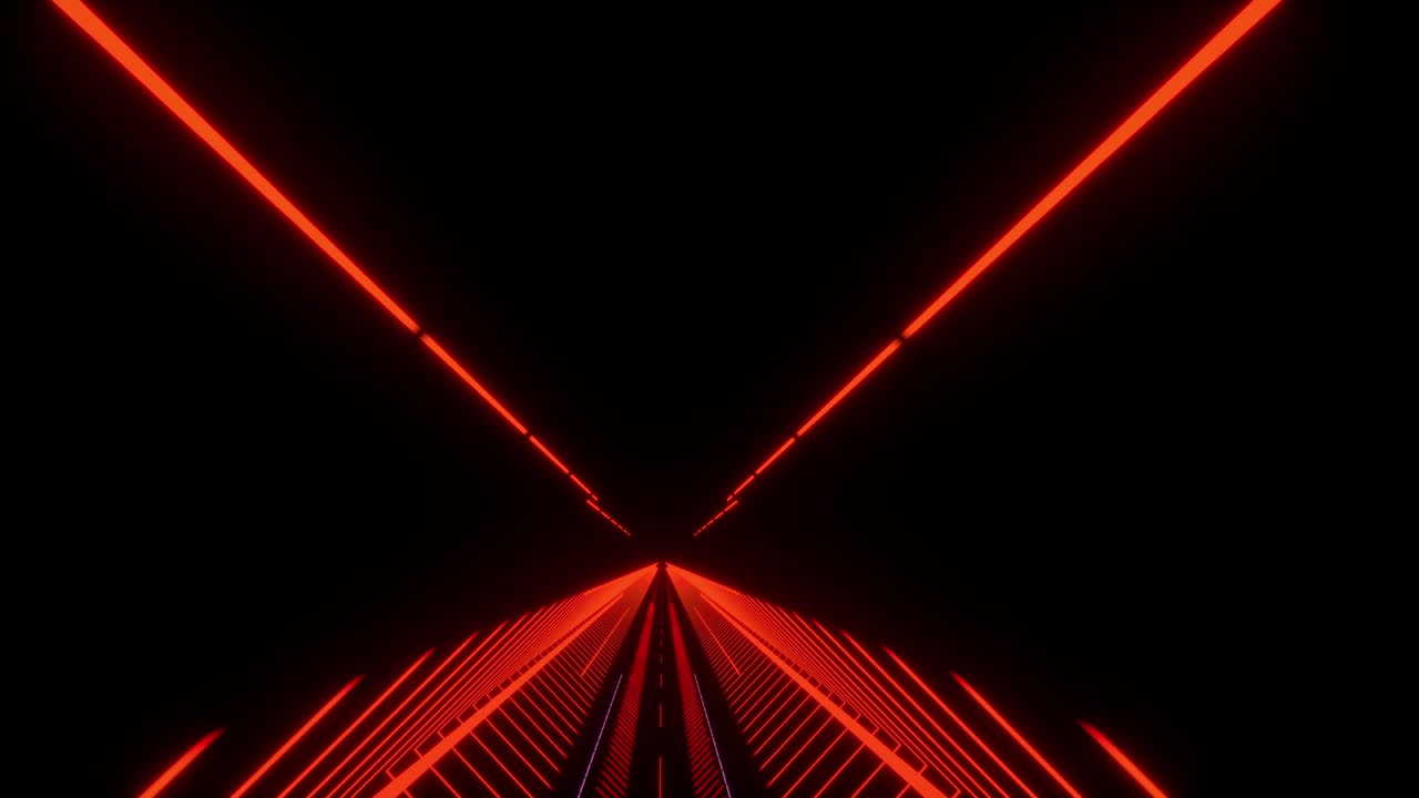 sfondo astratto al neon rosso. raggi laser in movimento. progettazione di movimento generata dal computer. linee luminose animate