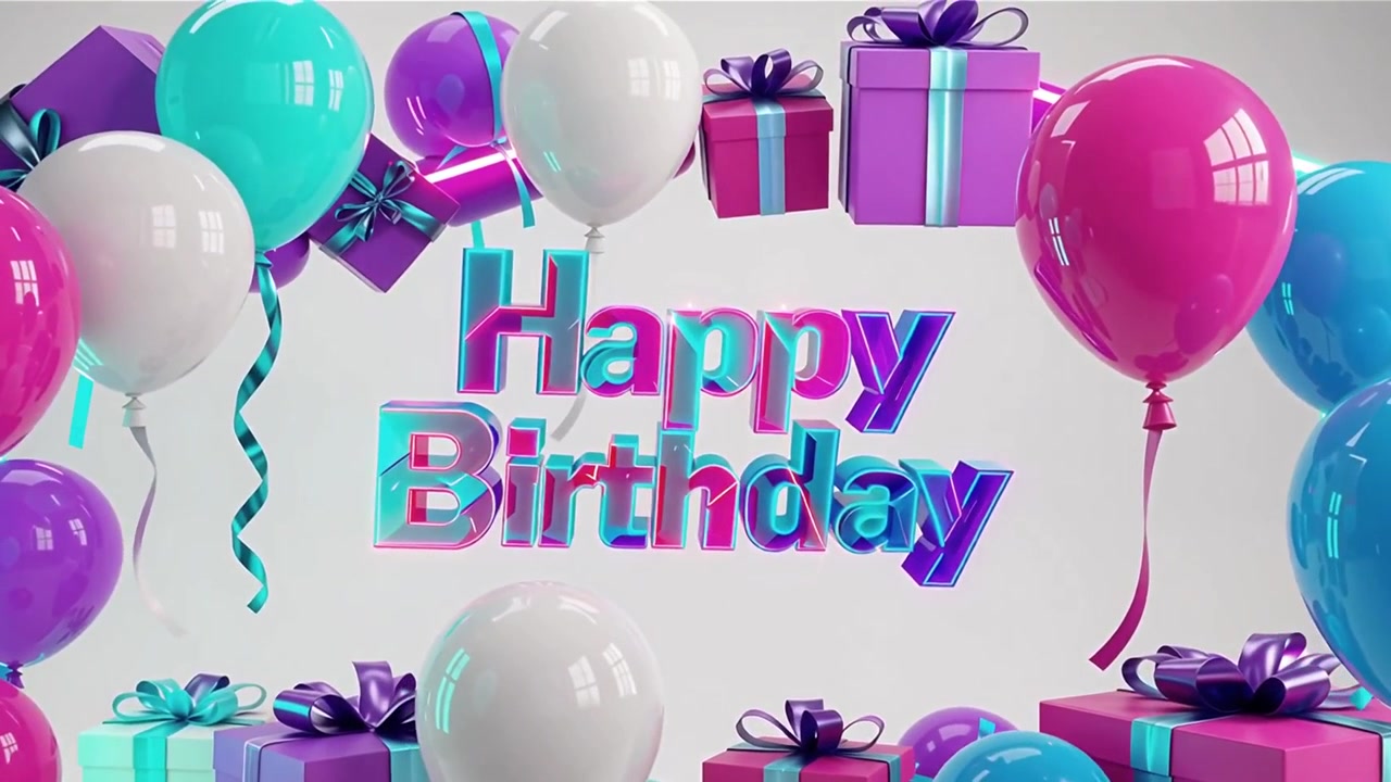 Sfondo di compleanno con palloncini e regali
