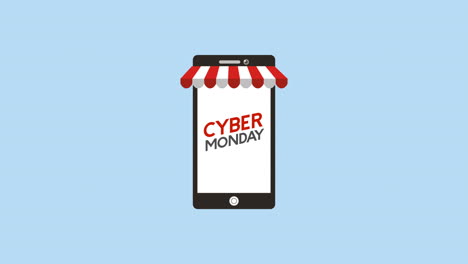 cyber monday animation with smartphone