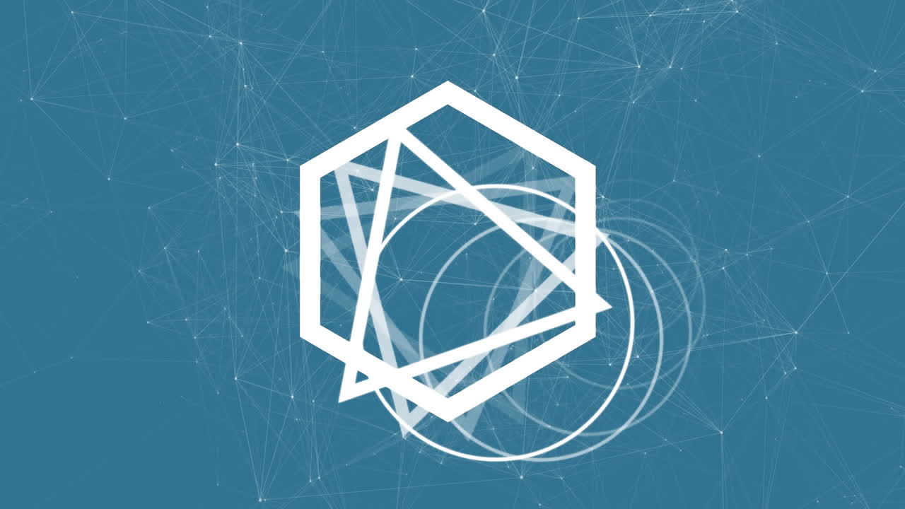 파란색 바탕에 움직이는  ⁇ 색 기하학적 모양