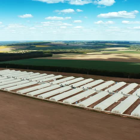 aerial shot of chicken farms